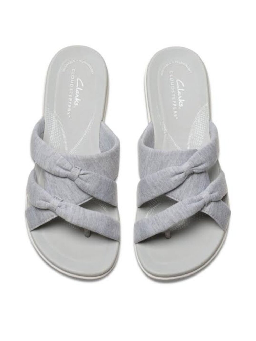 Clarks Cloudsteppers Breezerae Cam Bow Slide Sandals Light Grey- Size 6.5M